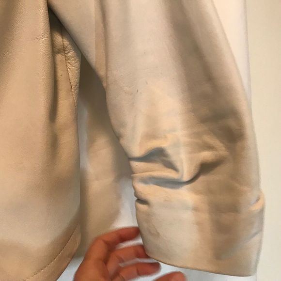 Bebe Ivory 100% genuine leather motor asymmetric jacket with ruched sleeves s - Picture 7 of 11